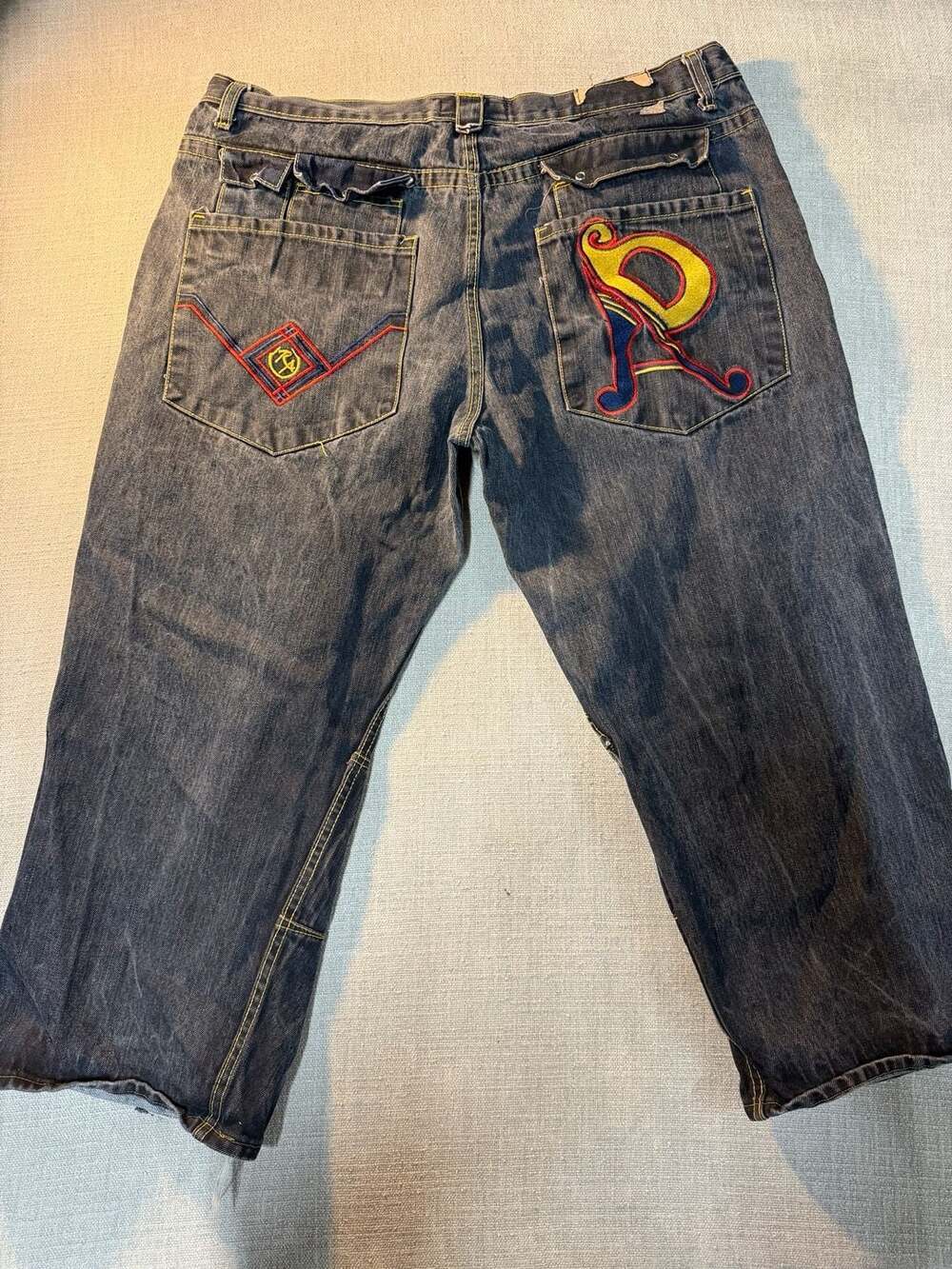 Red Ape Authentic Embroidered Baggy Denim Jeans 42x32